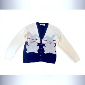 International Sportswear Vintage cardigan sweater black and white size large